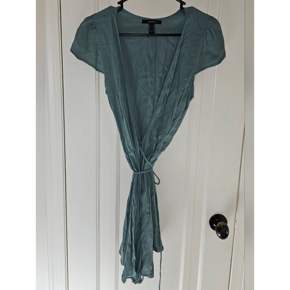 Forever 21 Teal Green Faux Wrap Midi Dress